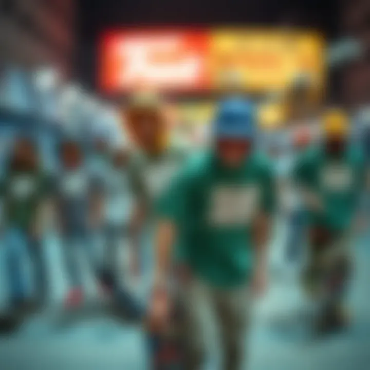 Skateboarders in Teddy Fresh Gear A group of skateboarders wearing Teddy Fresh gear in a lively skate scene