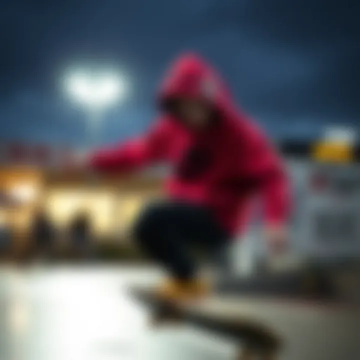 Vibrant anime hoodie design showcasing a skateboarder in action