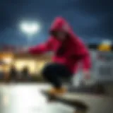 Vibrant Anime Hoodie Design Vibrant anime hoodie design showcasing a skateboarder in action