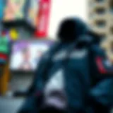 Urban Aesthetics of Diamond Brand Jackets Stylish Diamond Brand jacket displayed against a vibrant urban backdrop