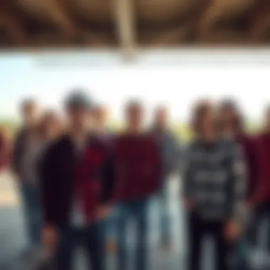 Diverse Styles of Flannel Shirts A group of individuals in a casual setting, all wearing flannel shirts in varied styles