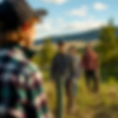 Flannel Versatility in Outdoor Settings A picturesque outdoor scene depicting individuals in flannel shirts, highlighting versatility in nature