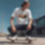 Stylish short sleeve shirt showcasing skateboard culture