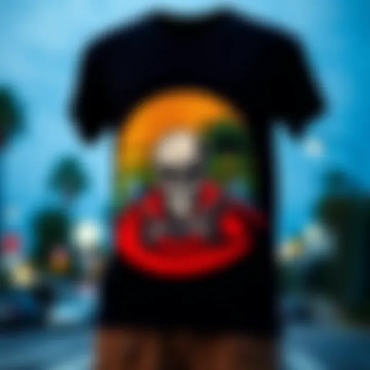 Bold graphic tee featuring pop culture references