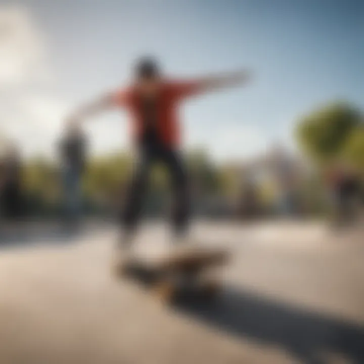 A group of skateboarders in a park, representing community and lifestyle.