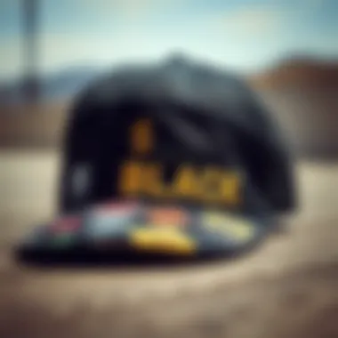 Design Elements of the Black 5 Panel Hat Black 5 panel hat showcasing unique design elements
