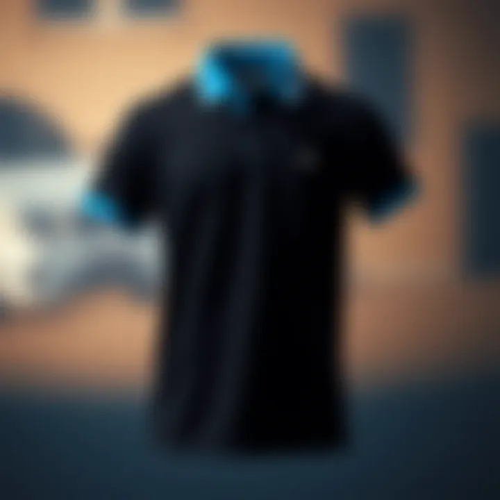 Design Elements of the Black and Blue Polo Shirt Design elements showcasing the silhouette and fabric of the polo shirt