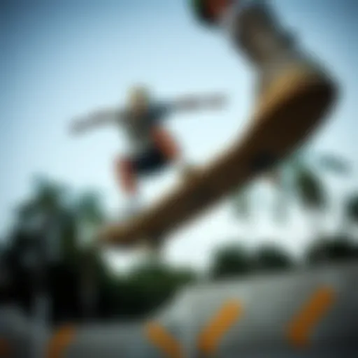 A skater performing tricks in Converse shoes