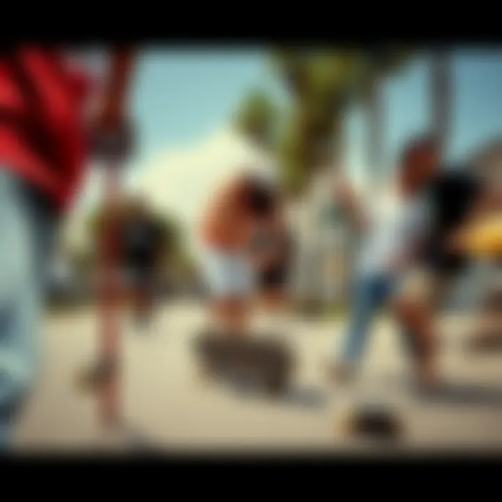 A vibrant summer scene featuring skaters and Converse gear