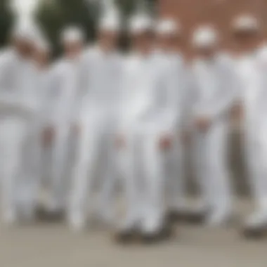 A group of skaters in all white Dickies, representing community and identity in skateboarding.