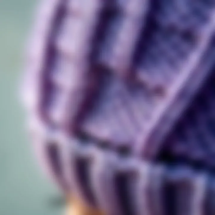 Texture and Color of Lavender Beanies Close-up of a lavender beanie highlighting its texture and color