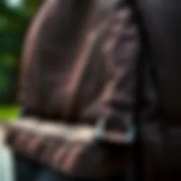 Detailed view of the dark brown Jansport backpack highlighting the material texture