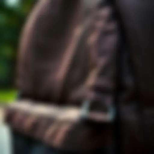 Detailed view of the dark brown Jansport backpack highlighting the material texture