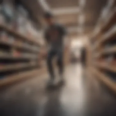 An engaging in-store experience with customers trying skateboards