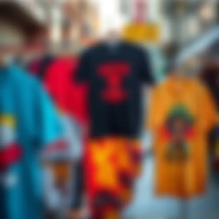 Stylish skate t-shirts showcased in a vibrant urban setting