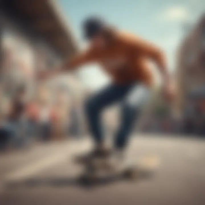 Skateboarders in vintage attire performing tricks