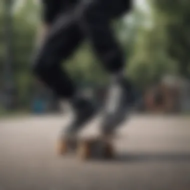 Skater performing tricks wearing black Vans