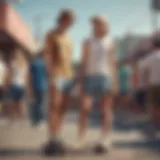 Vintage skate fashion showcasing early summer short shorts.