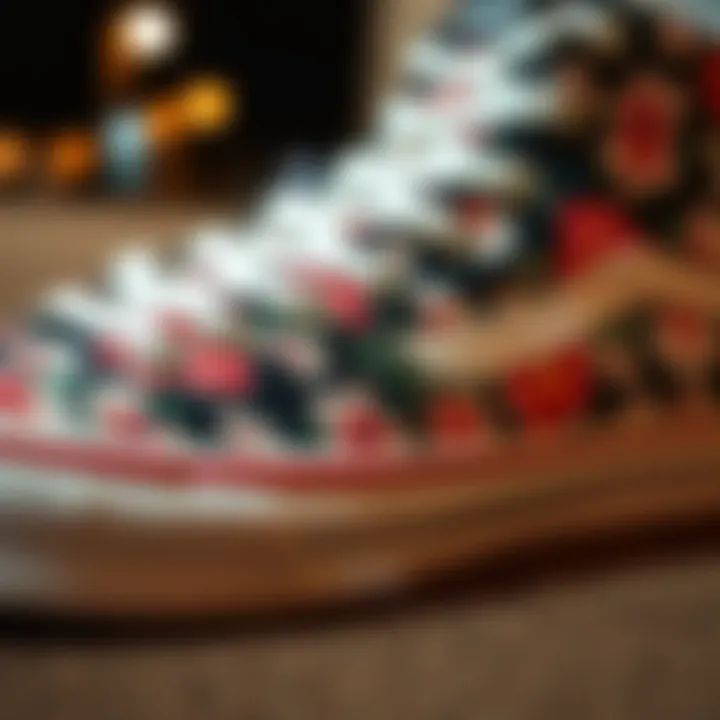Close-up of Floral Patterns on High Top Sneakers Close-up of floral patterns on high top sneakers