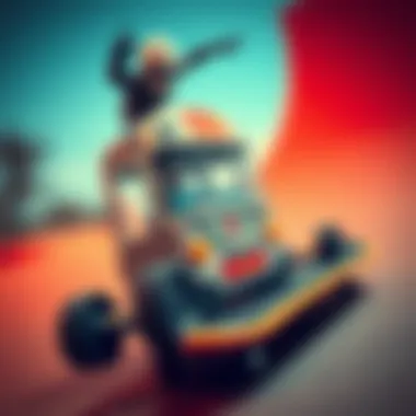 Toy Machine in Action with Skateboard Trick An artistic representation of a toy machine in action during a skateboard trick