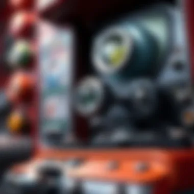 Intricate Design of a Vintage Toy Machine A close-up view of a vintage toy machine showcasing intricate design details