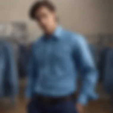 Historical representation of heavy blue shirts in fashion