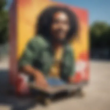 Bob Marley mural in skate park