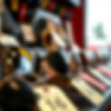 Stylish sunglasses displayed with price tags