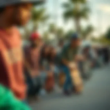 A vibrant community gathering of handboarding enthusiasts