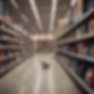 Display of skateboarding products in a Walmart store