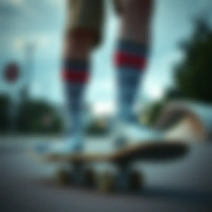 Artistic Take on Skateboarding Culture Artistic representation of skateboarding culture with low socks as a focal point