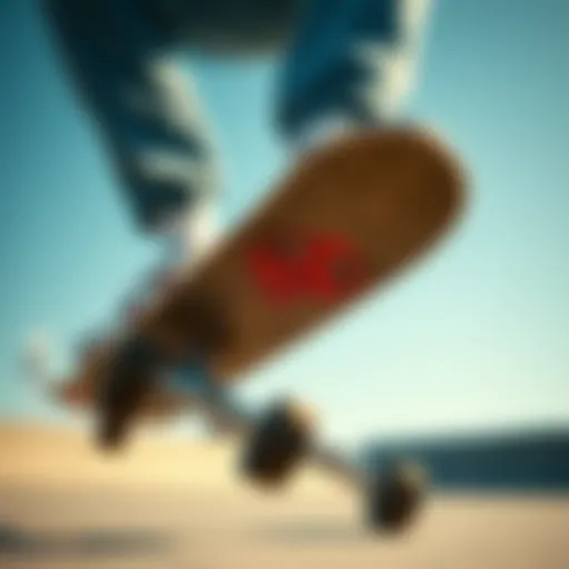 Close-up of low socks on a skateboarder during a trick
