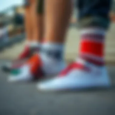 Variety of Low Sock Styles A collection of different styles of low socks popular in skateboarding