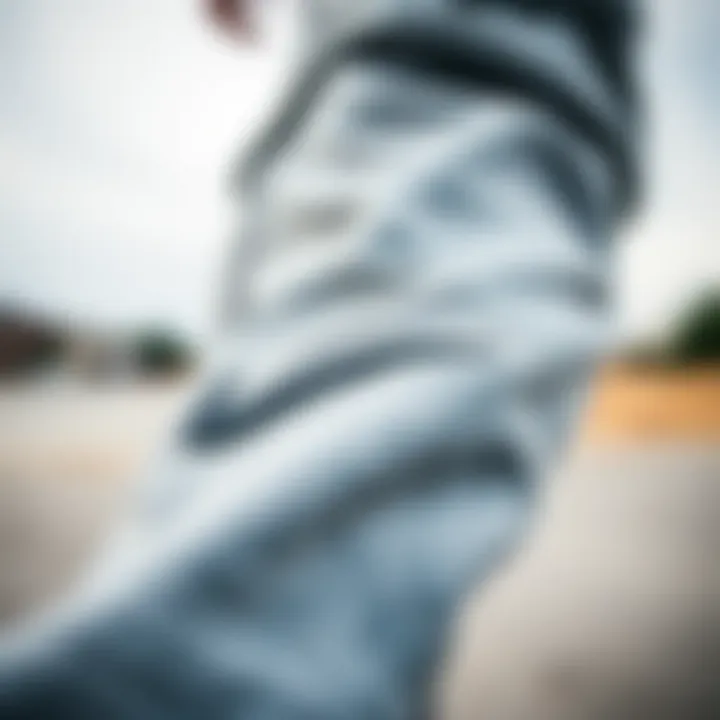 Close-up of fabric texture of Nike joggers