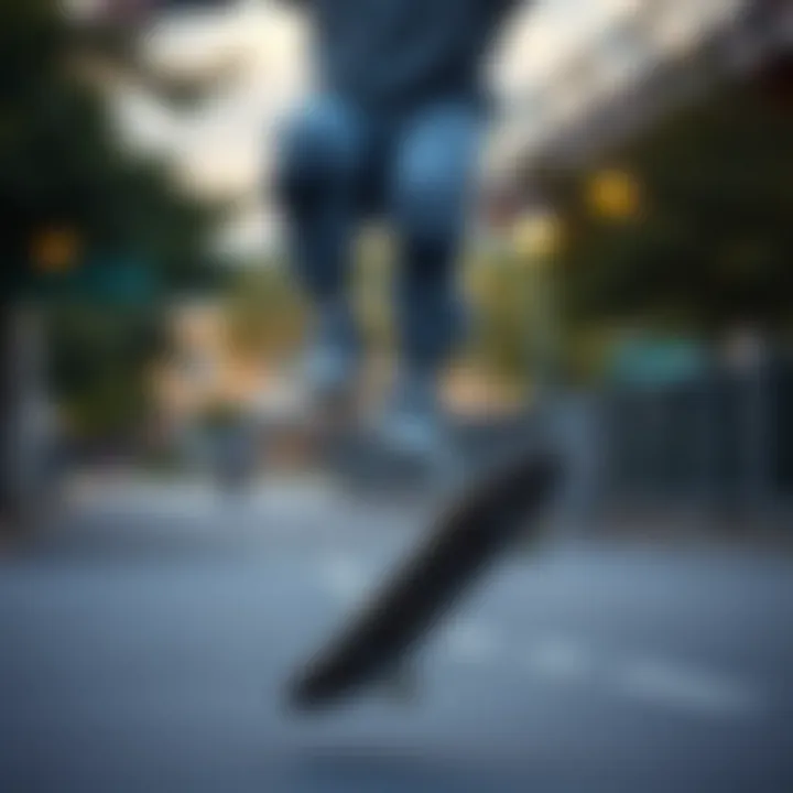 Skater performing tricks wearing joggers