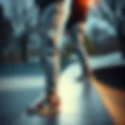 Stylish grey joggers in a skate park setting