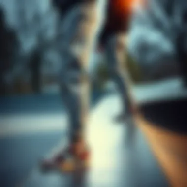 Stylish grey joggers in a skate park setting