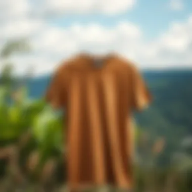 Nature-Inspired Sustainable Fashion An eco-friendly t-shirt made from recycled cotton displayed against a backdrop of nature.