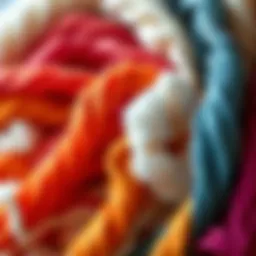 A close-up of recycled cotton fibers showcasing their texture and color variations.