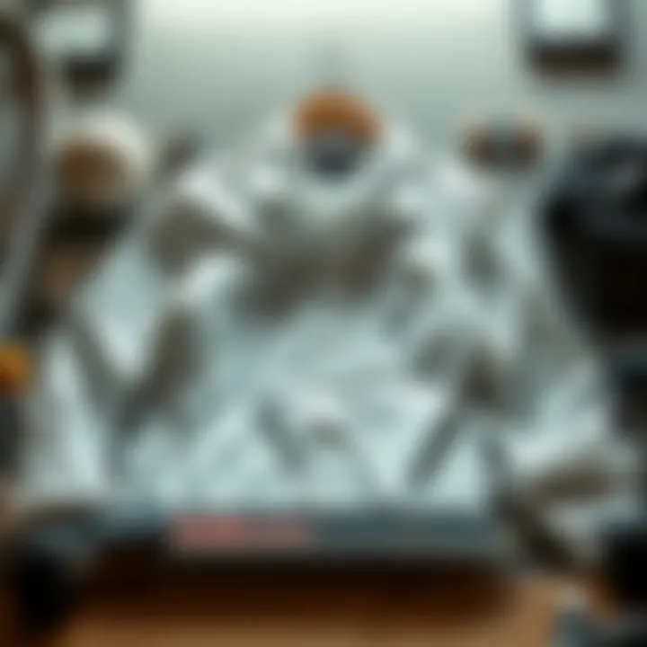 Artistic Display of Button-Up Shirt and Skate Gear An artistic arrangement of a plain white button-up shirt alongside skateboarding gear and accessories.