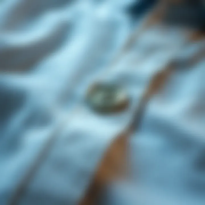 Fabric Detail of Button-Up Shirt Close-up of a plain white button-up shirt with intricate stitching and fabric texture.