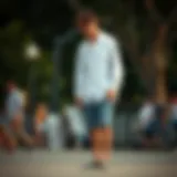 A plain white button-up shirt styled with casual skate shoes and denim shorts.