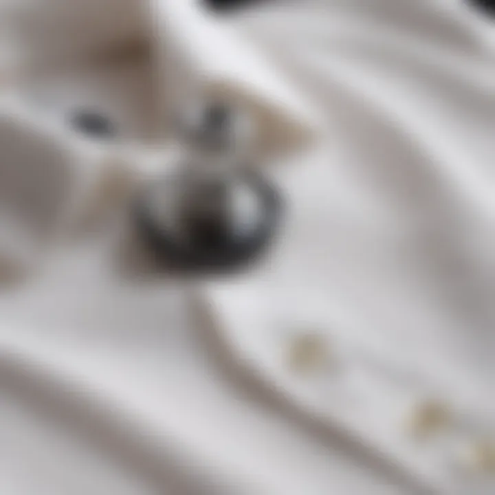 Close-up of fabric showcasing the quality of the button-down shirt