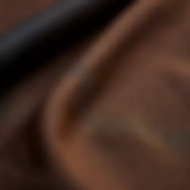 Fabric swatches highlighting textures of dark brown shirts