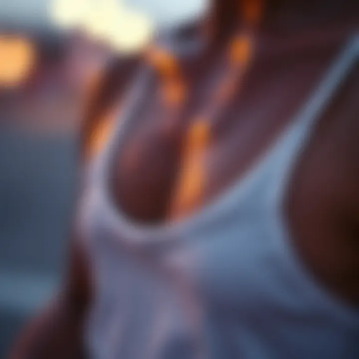 Fabric Focus: Texture of the Tank Top Close-up of fabric texture of a white spaghetti strap tank top