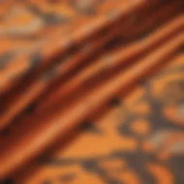 Close-up of orange camo fabric texture