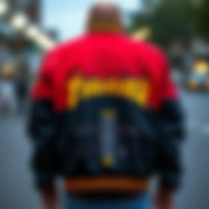 A historical timeline graphic depicting the evolution of the Thrasher jacket within skateboard culture.