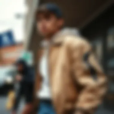 Dynamic street style with a focus on jacket fit