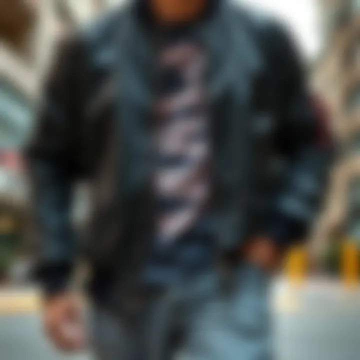 Stylish bomber jacket in urban setting