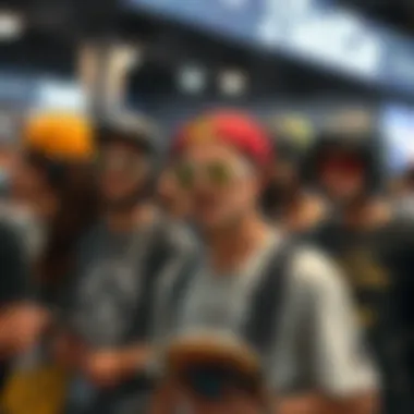 Skateboarding Event Enthusiasts with Lentes Gascan Group of skaters at an event showcasing Lentes Gascan